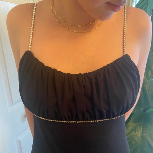 90s Vintage Prom or Formal Dress with Jewel Accents - Picture 3 of 7